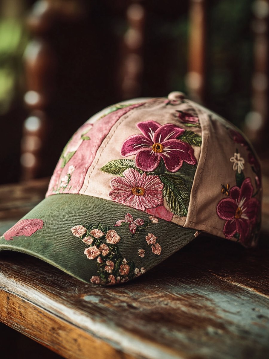 Unisex Breast Cancer Awareness Floral Contrast Baseball Cap