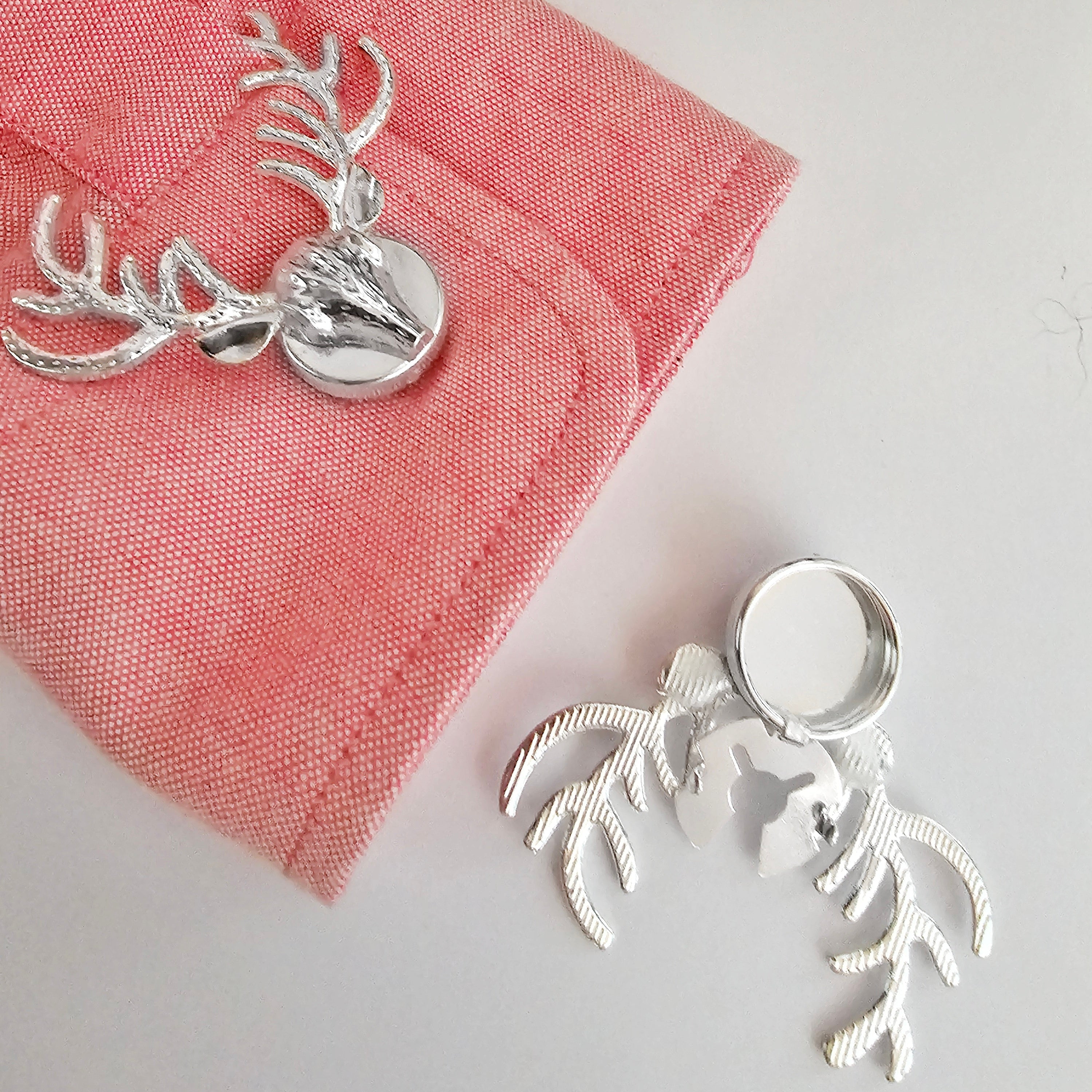 Silver deer button cover