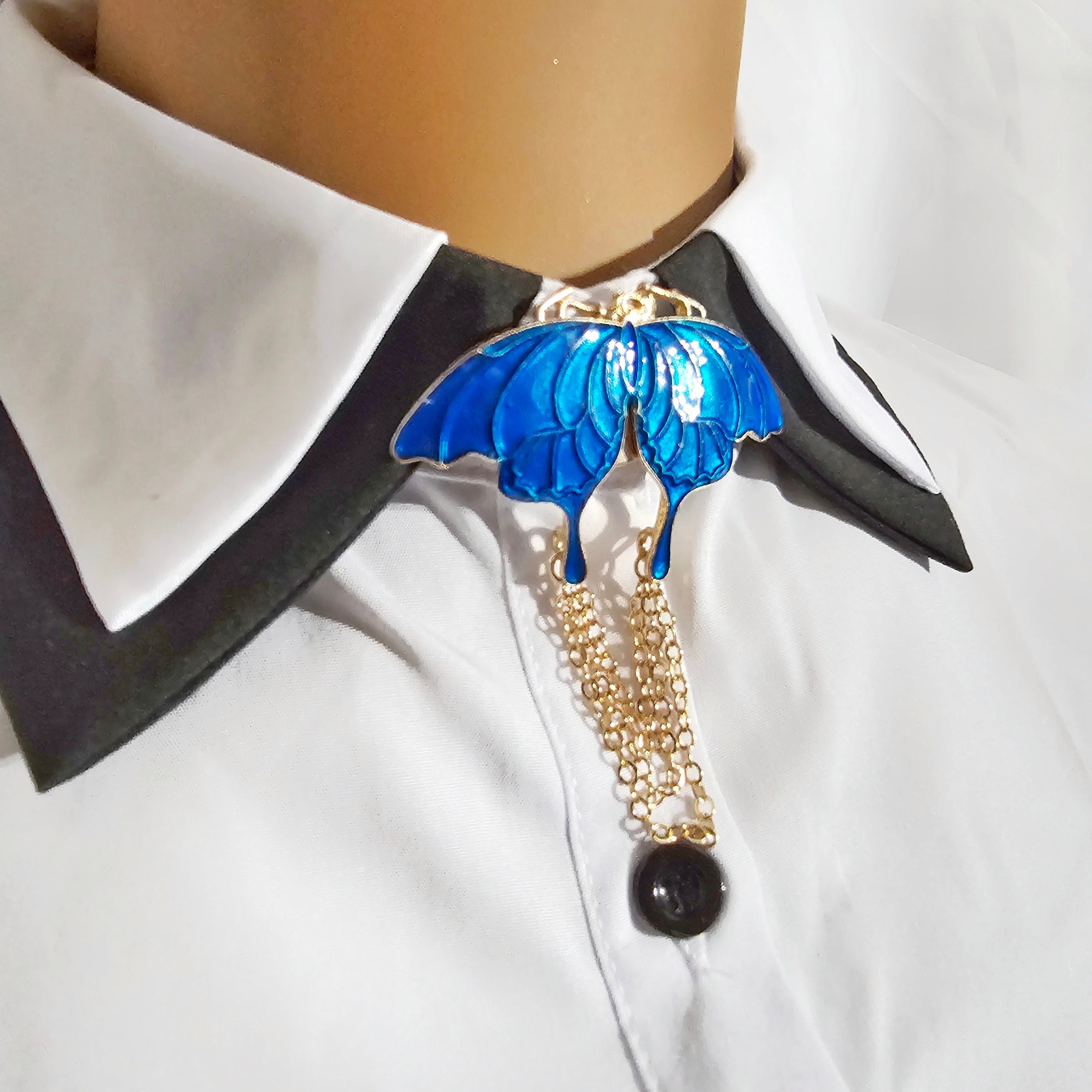 Blue butterfly button cover