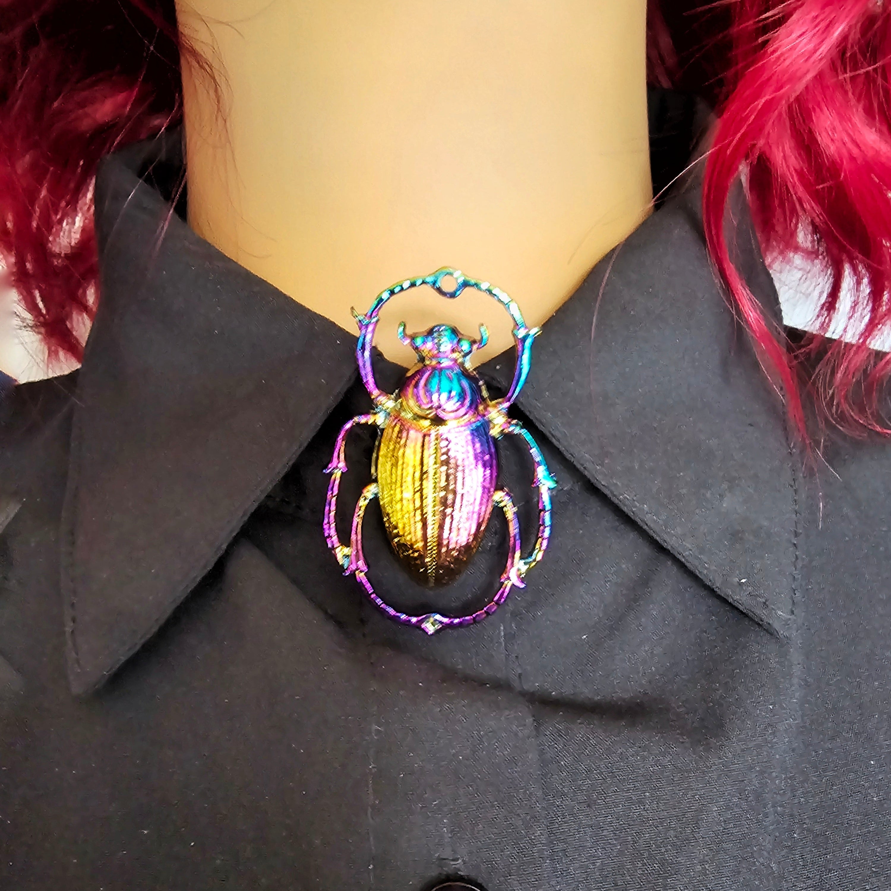 Iridescence scarab button cover