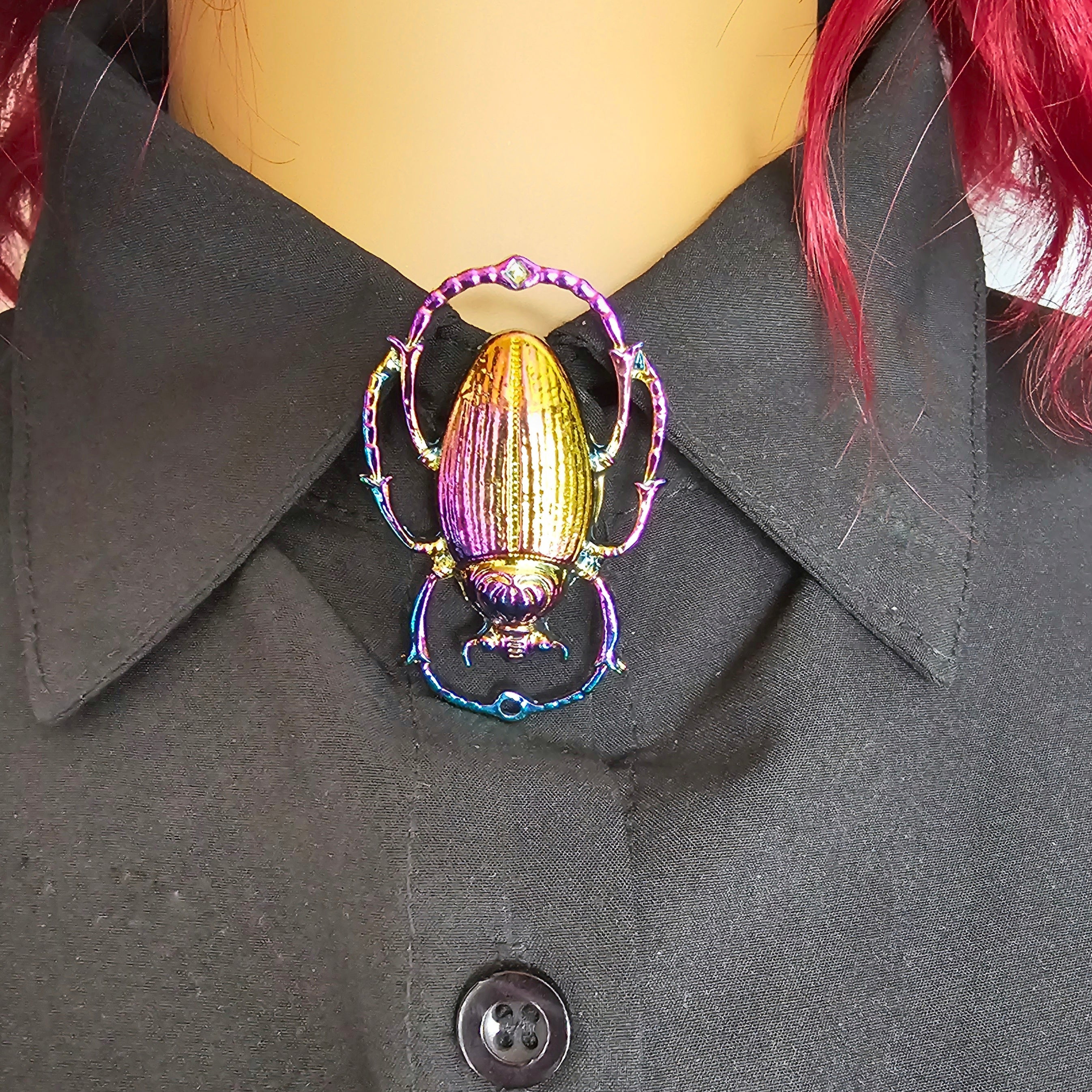 Iridescence scarab button cover