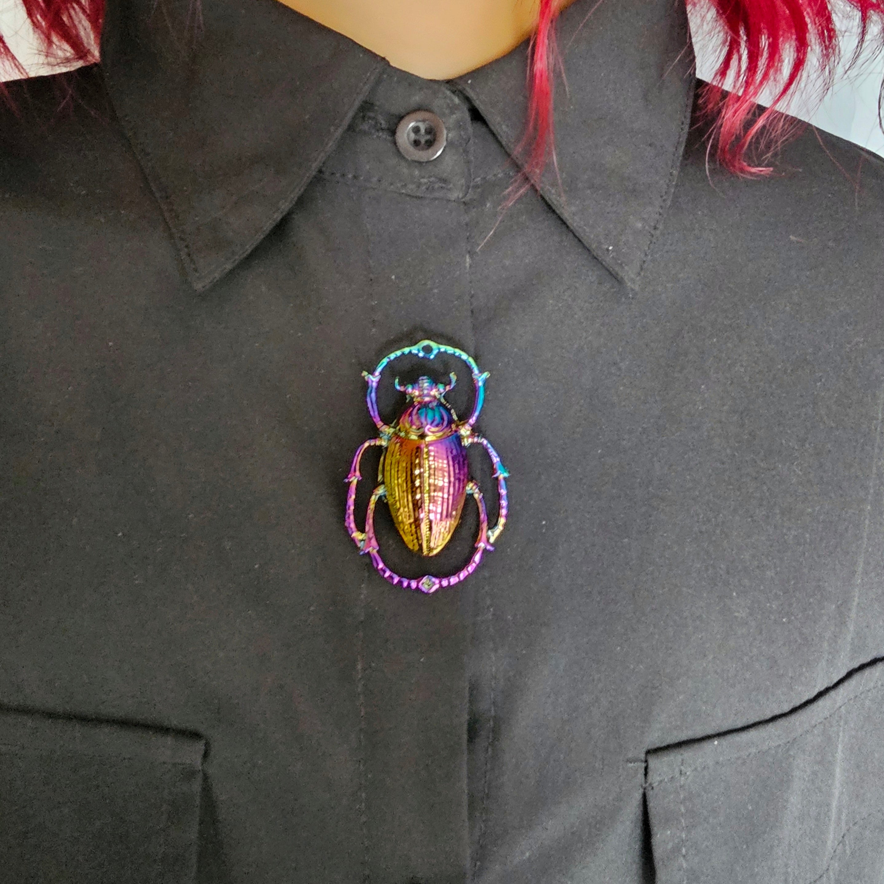 Iridescence scarab button cover