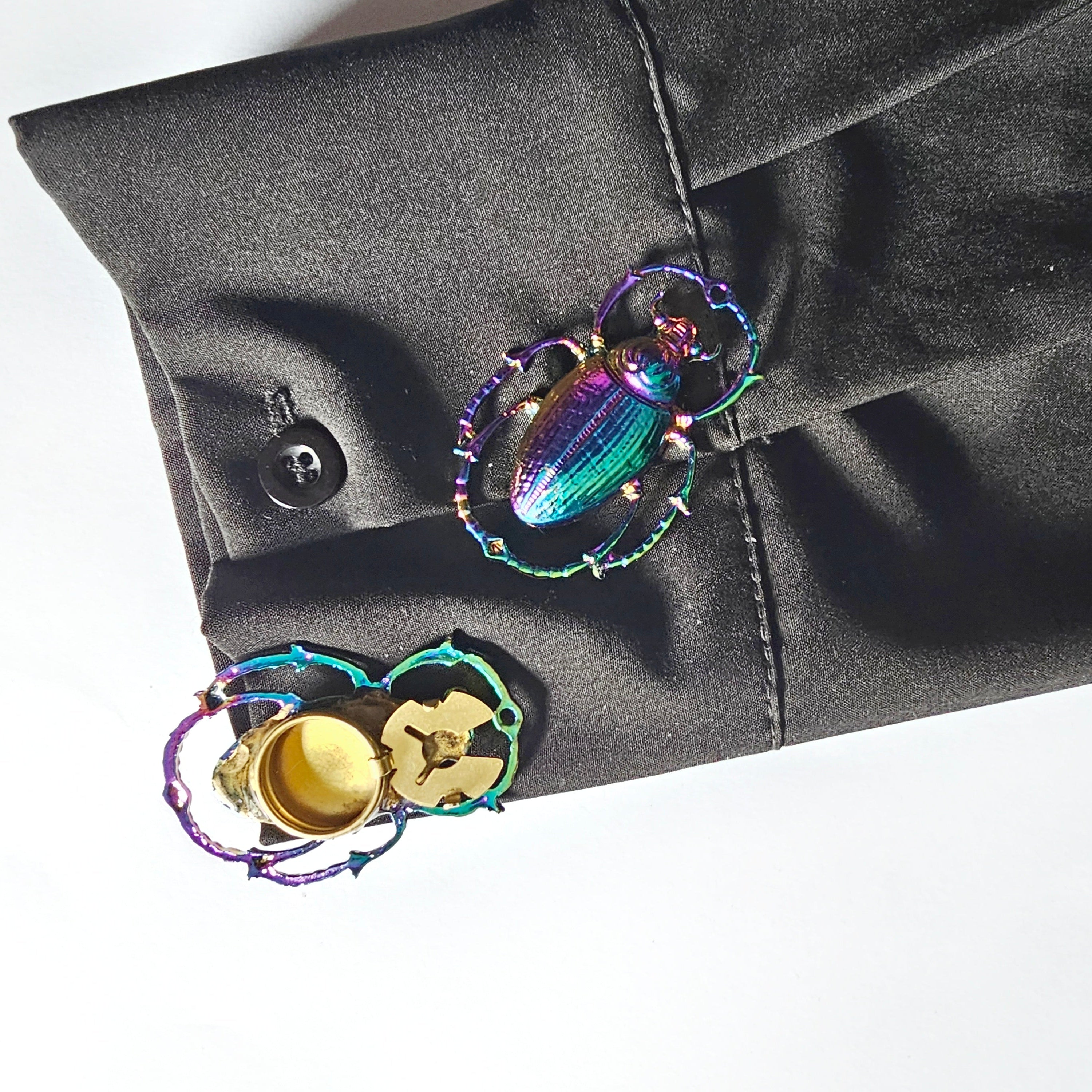 Iridescence scarab button cover