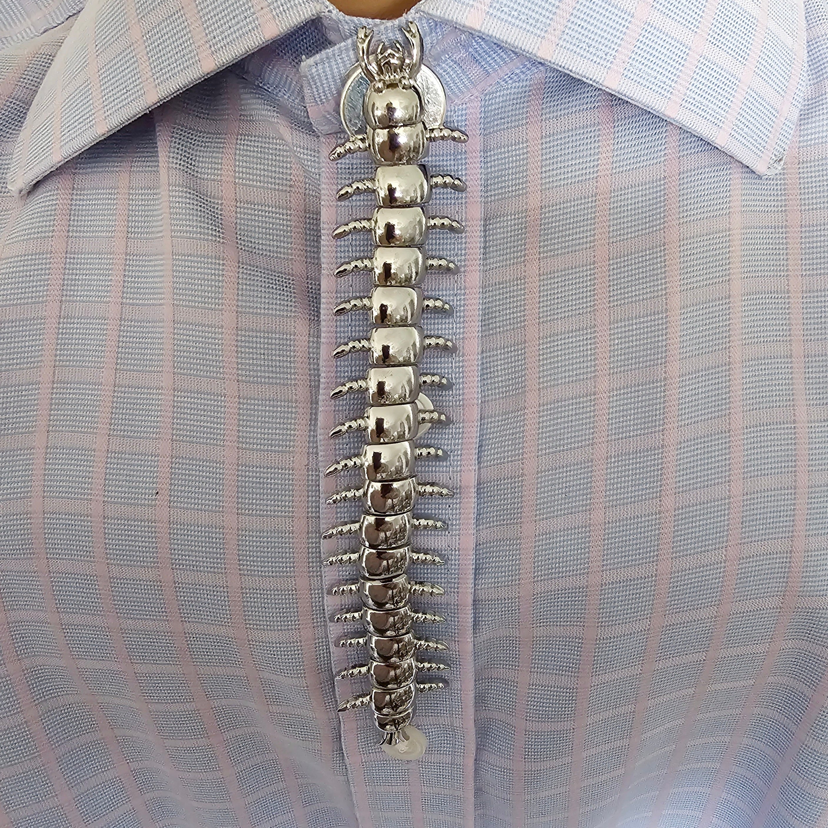 Silver centipede button cover