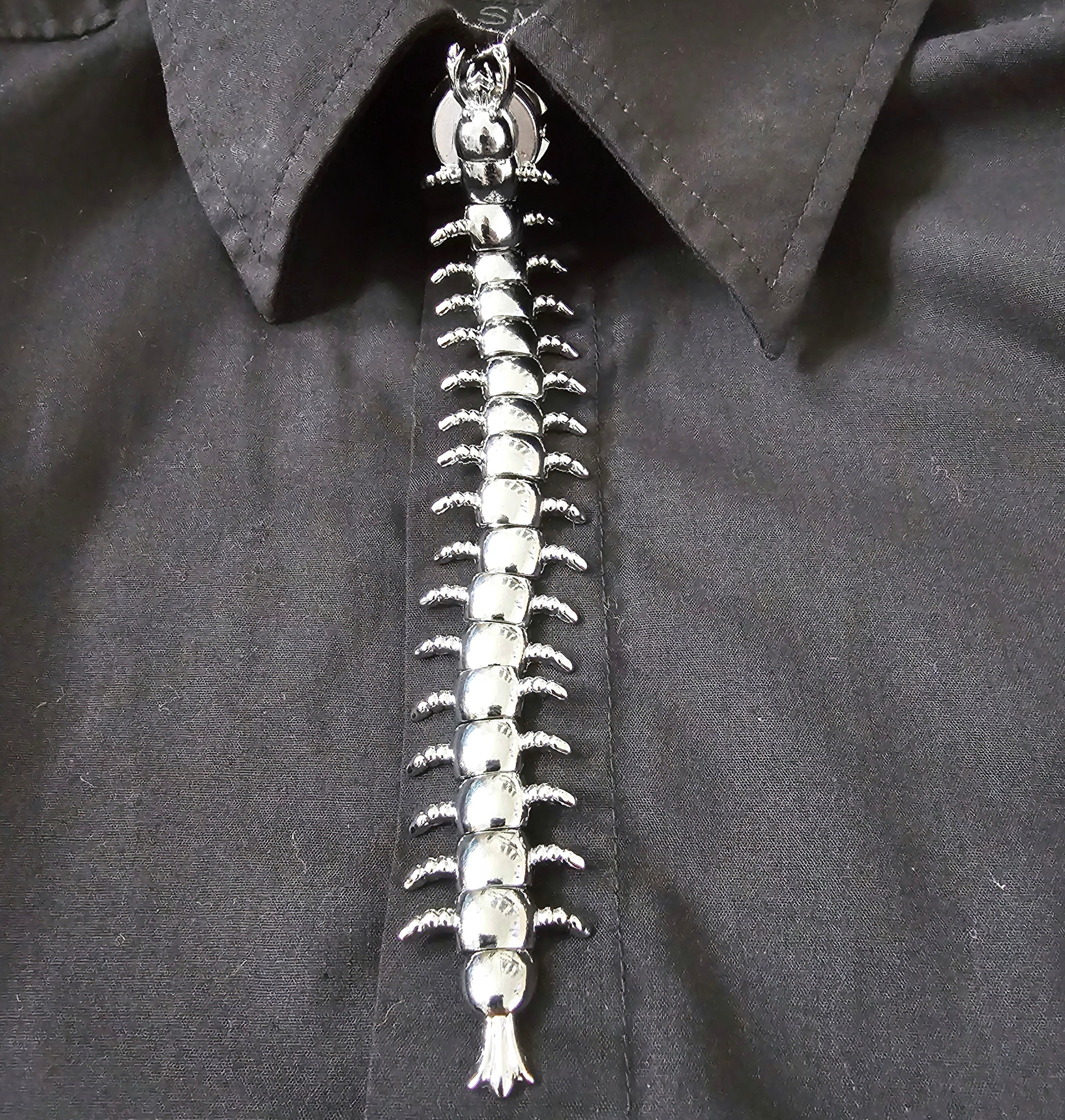 Silver centipede button cover