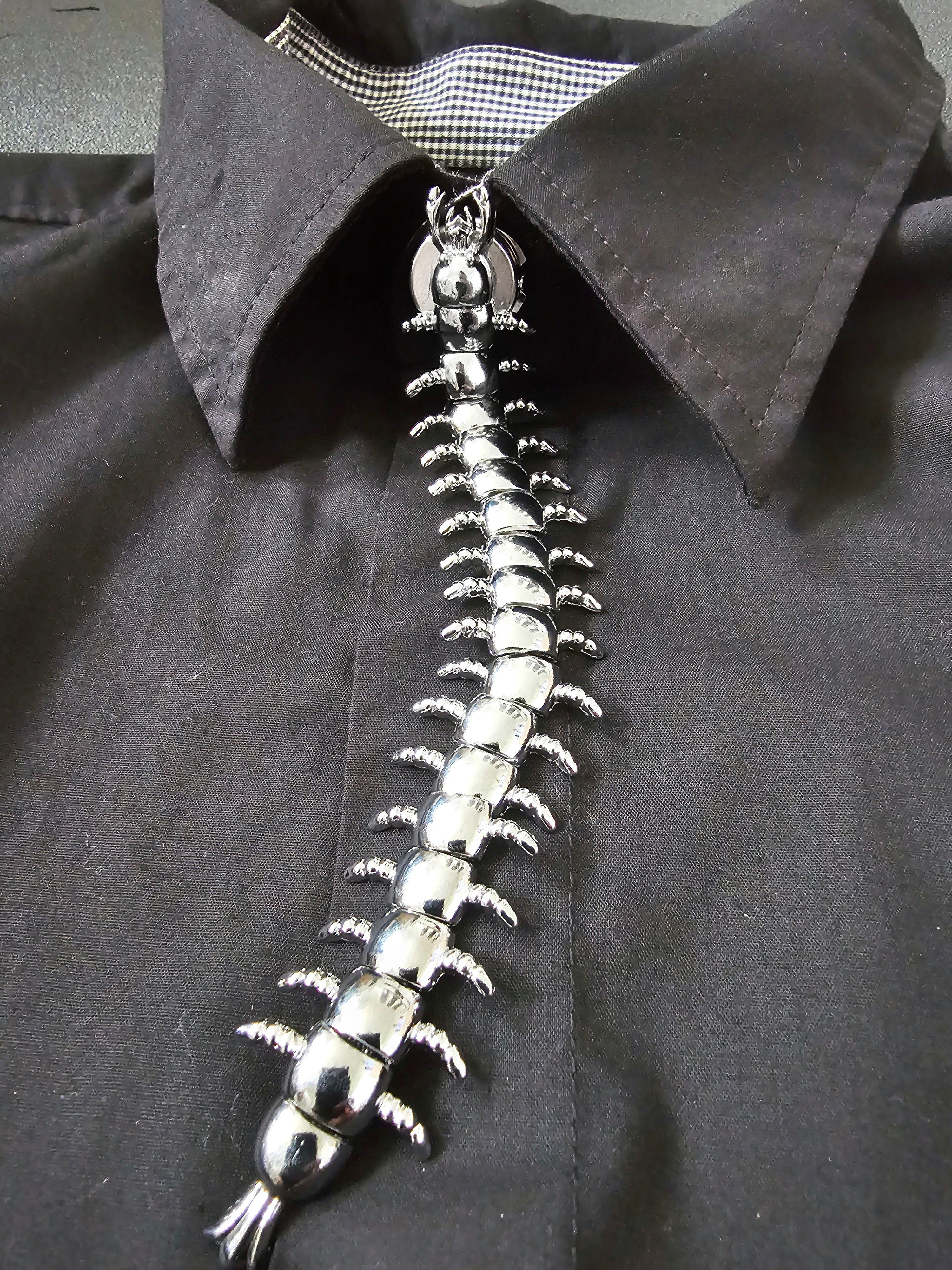 Silver centipede button cover