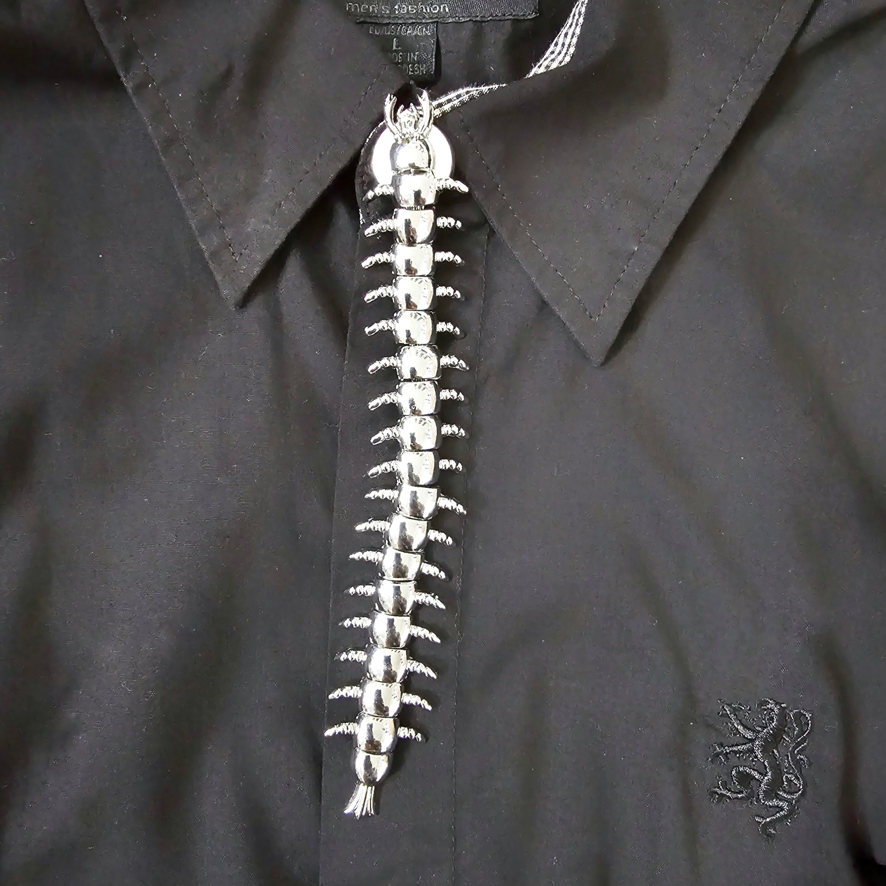 Silver centipede button cover