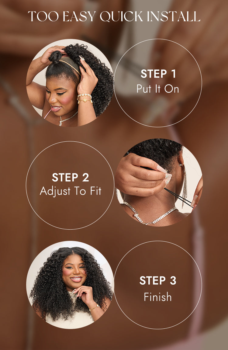 Luvme Too Easy Texture Half Wig 180% Density Fluffy Curly Glueless Flexi-Fit Drawstring Water Wave Wig-13