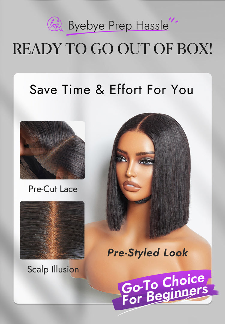 My GO-TO BOB™ - Glueless 5x5 Closure HD Lace Silky Straight Human Hair Wig-18