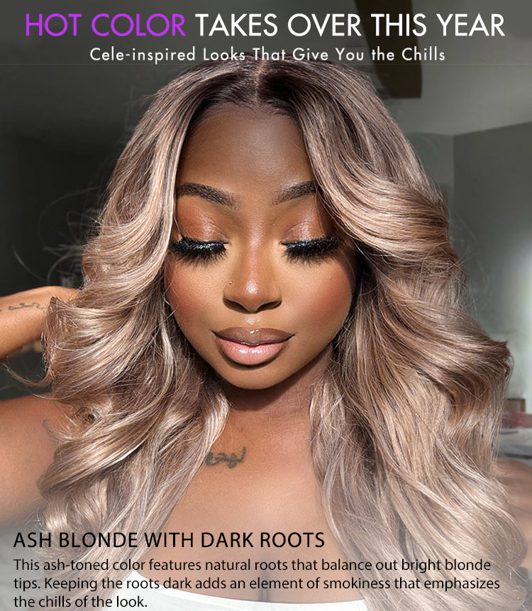 Ash Blonde Loose Body Wave 5x5 Closure Lace Glueless Wig Breathable Cap-23