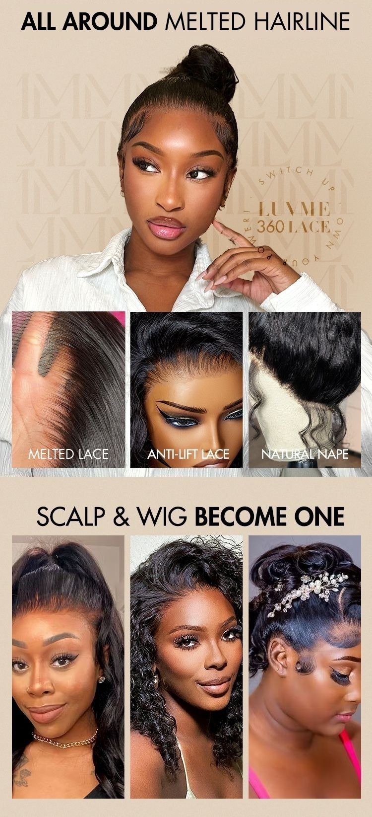 Water Wave 360 Lace Flexi-Fit Invisi Drawstring Cap Long Wig 100% Human Hair Pre-bleached & Pre-plucked & Pre-Cut Lace-12