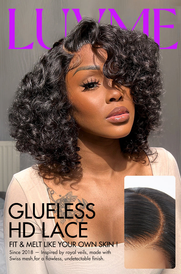 Luvme Hair Mature Bouncy Curl Left C Part Glueless Minimalist HD Lace Wig Pre-Cut Lace-15