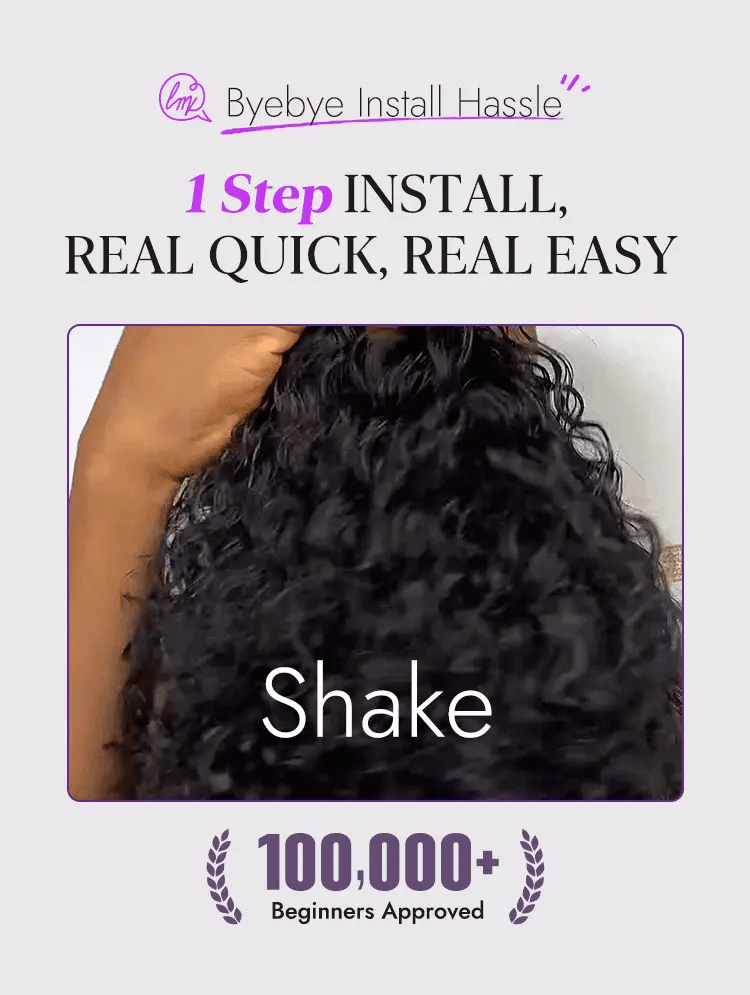 Beginner Friendly Water Wave Minimalist Lace Glueless Short Curly Wig with Bangs-22