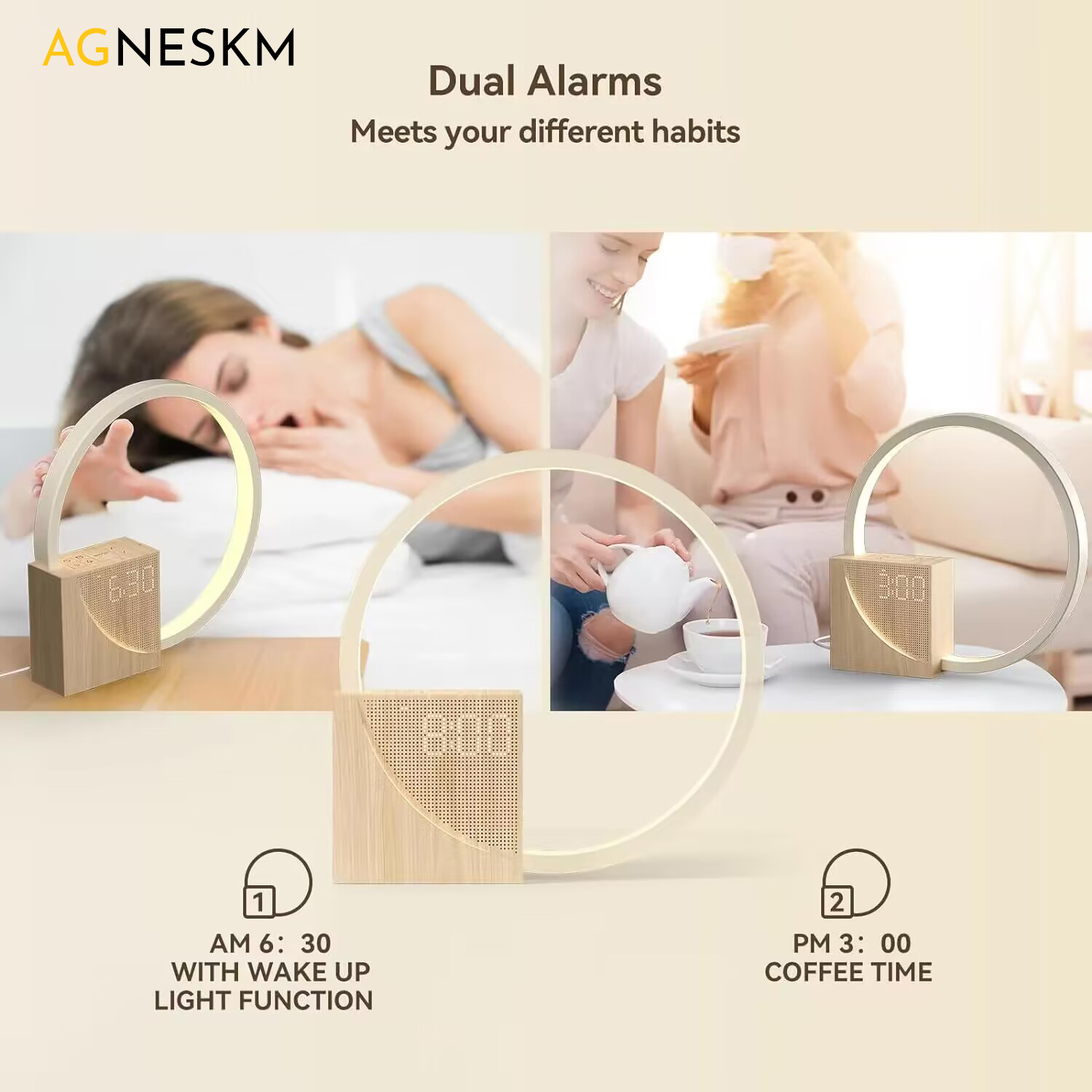 Agneskm Sunrise Alarm Clock for Heavy Sleepers Adults