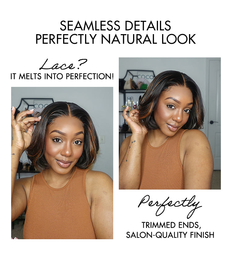 Limited Design | Blonde Highlights Glueless 5x5 Closure HD Lace Stacked Bob Wig | Large & Small Cap Size-11