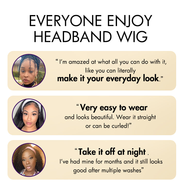Put On & Go Silky Straight Headband Wig Beginner Friendly 100% Human Hair (Get Free Trendy Headbands) - US ONLY-04
