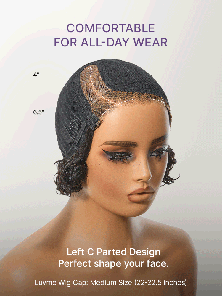 Water Wave Pixie Cut Water Wave Glueless Minimalist HD Lace Short Curly Wig-19