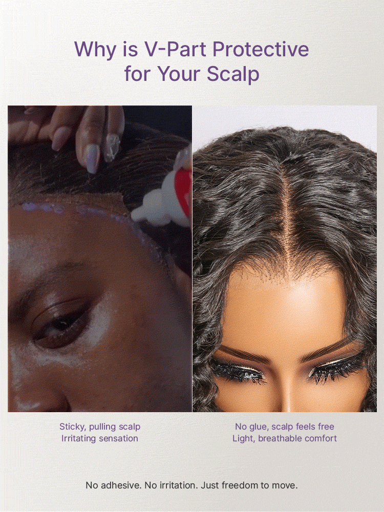 True Scalp Burmese Curly V Part Glueless Human Hair Wig Flexi-Fit Drawstring-16