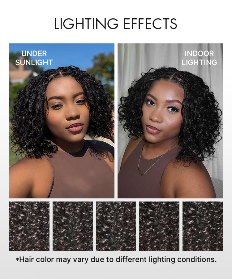 Readitress™ Boho Braids Deep Curly Glueless 5x5 Closure Lace with Braided Top Human Hair Wig Pre-Cut Lace-106