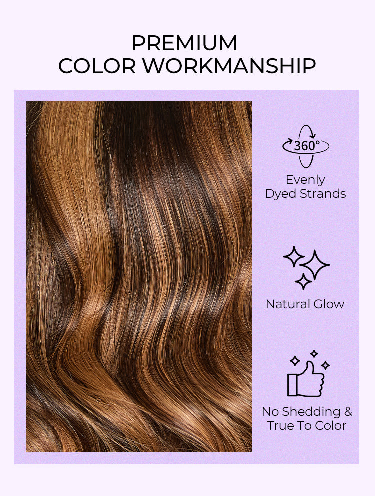 Sun-Kissed Warm Tone Brown with Blonde Highlights 180% Density Loose Wave Glueless 5x5 Closure Lace Wig Pre-Cut Lace-11