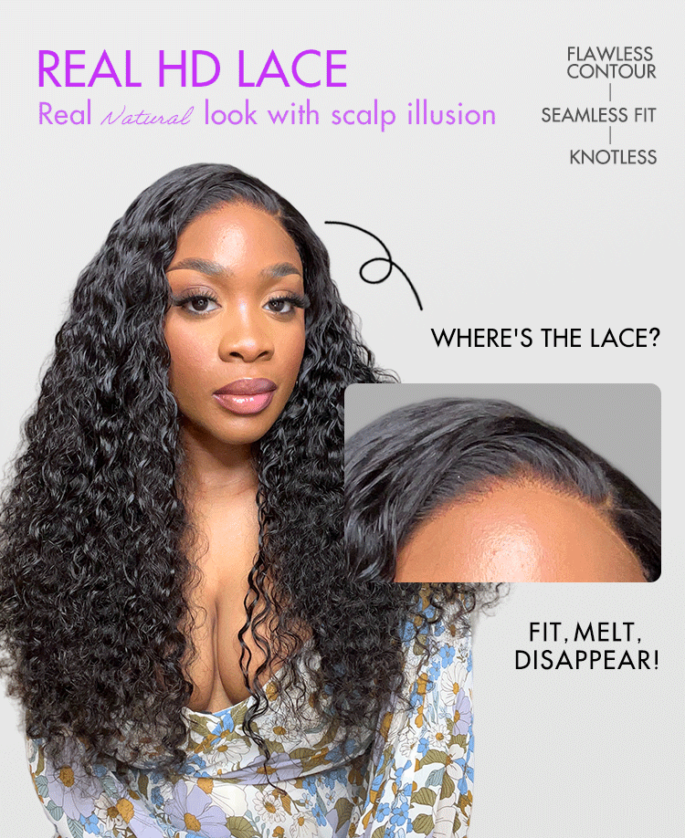 180% Density Water Wave 13x4 HD Lace Front Free Part Glueless Human Hair Wig Pre Cut Lace-23