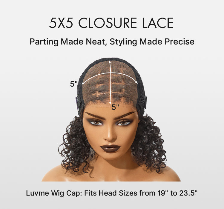 Readitress™ Boho Braids Deep Curly Glueless 5x5 Closure Lace with Braided Top Human Hair Wig Pre-Cut Lace-109