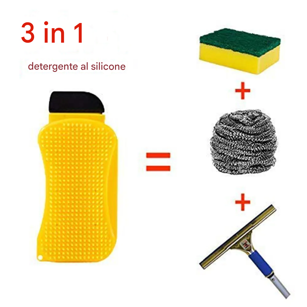 Spazzola per la pulizia in silicone 3 in 1
