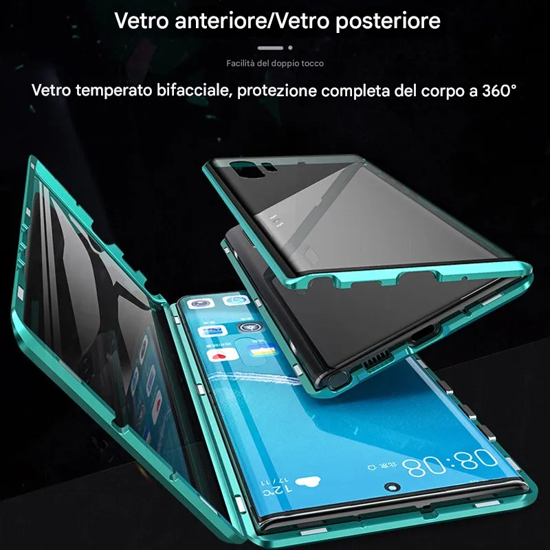 Custodia magnetica in vetro temperato bifacciale per telefono Samsung