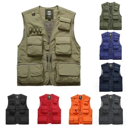 Gilet in tessuto a rete leggero per esterni con 16 tasche