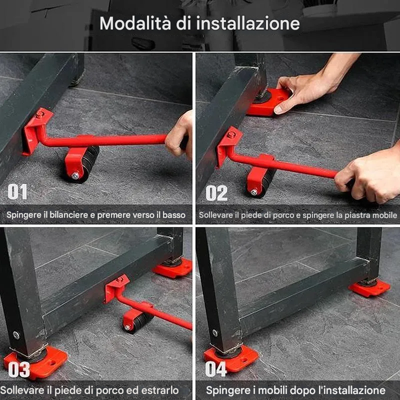 Set di utensili per traslochi con sollevatore per mobili, 4 confezioni