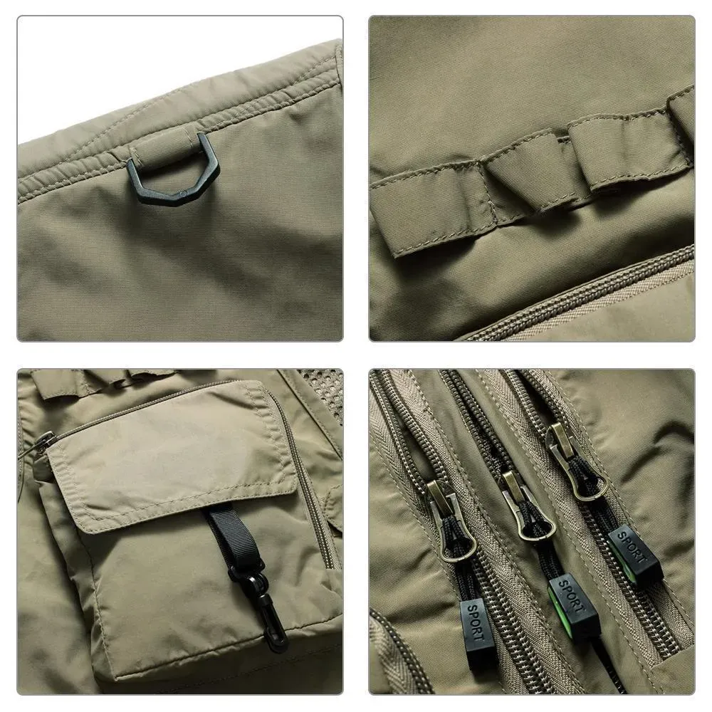 Gilet in tessuto a rete leggero per esterni con 16 tasche