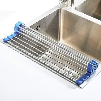 Scolapiatti arrotolabile in acciaio inox, pieghevole