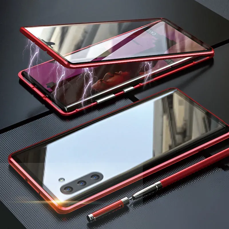 Custodia magnetica in vetro temperato bifacciale per telefono Samsung