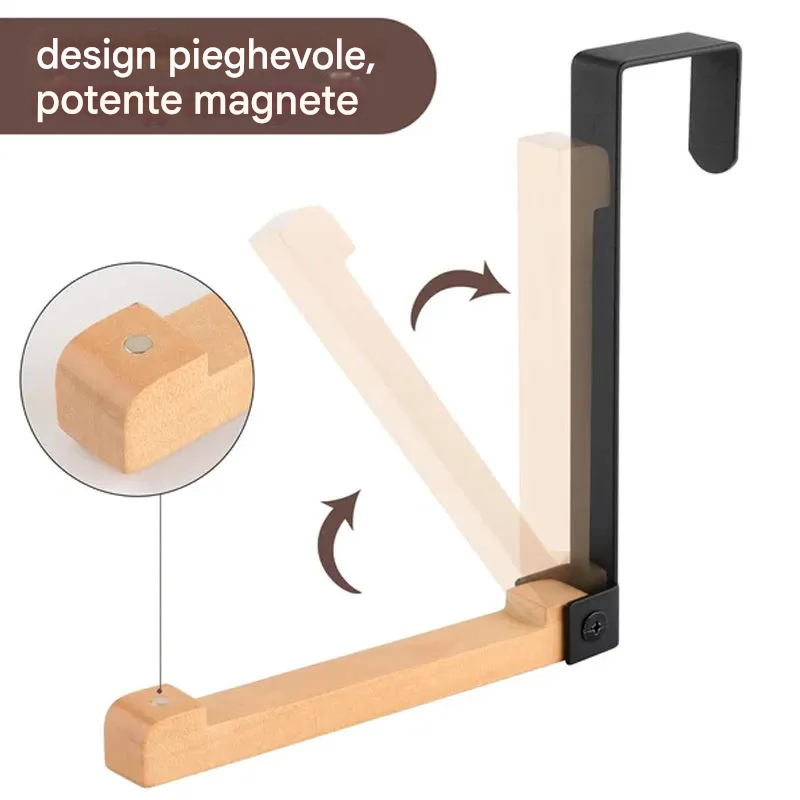 Ganci pieghevoli in legno sopra la porta