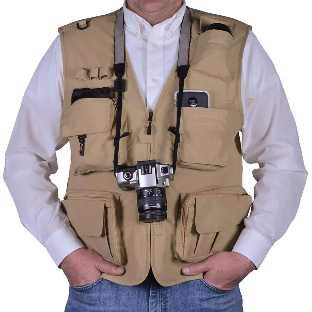 Gilet in tessuto a rete leggero per esterni con 16 tasche