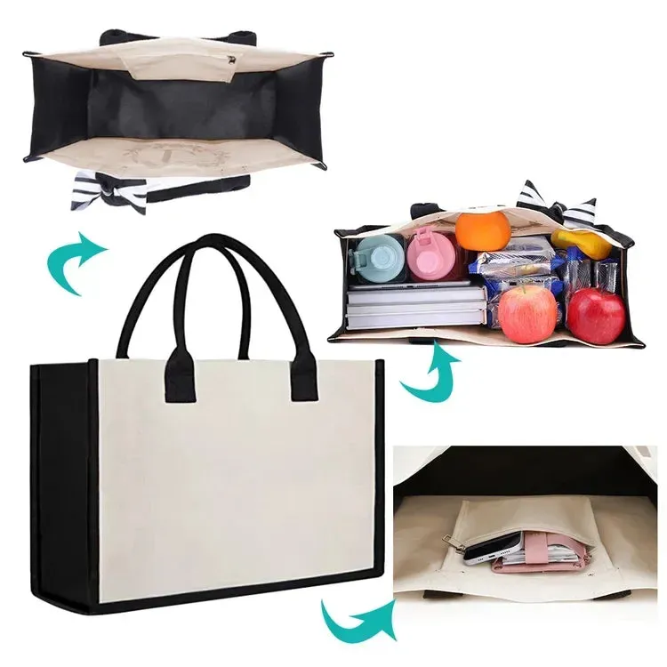 Regalo perfetto: borsa in tela con lettere da donna, borsa a mano semplice con tracolla e colori vivaci