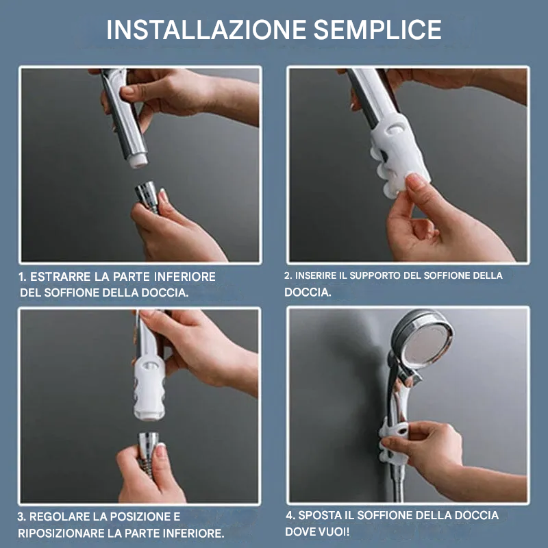 Supporto per soffione doccia a mani libere