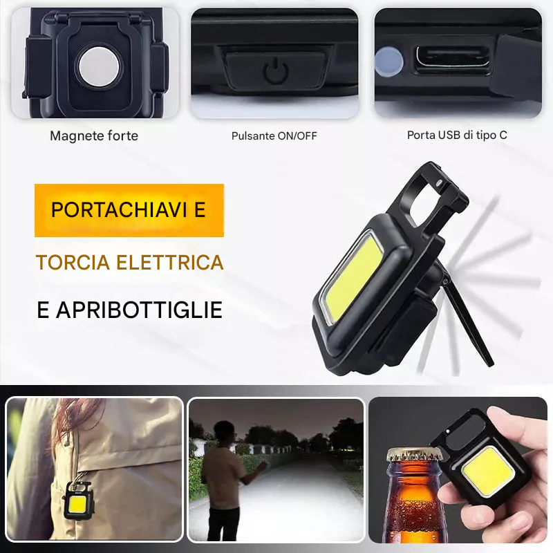 Portachiavi multifunzionale con luce di emergenza