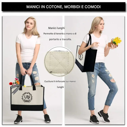 Regalo perfetto: borsa in tela con lettere da donna, borsa a mano semplice con tracolla e colori vivaci