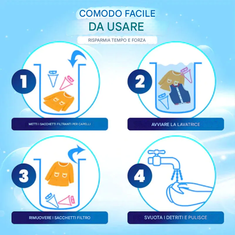 Sacchetti a rete per filtro per capelli per lavatrice