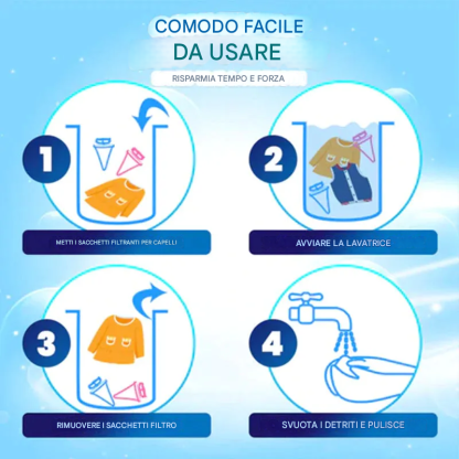 Sacchetti a rete per filtro per capelli per lavatrice