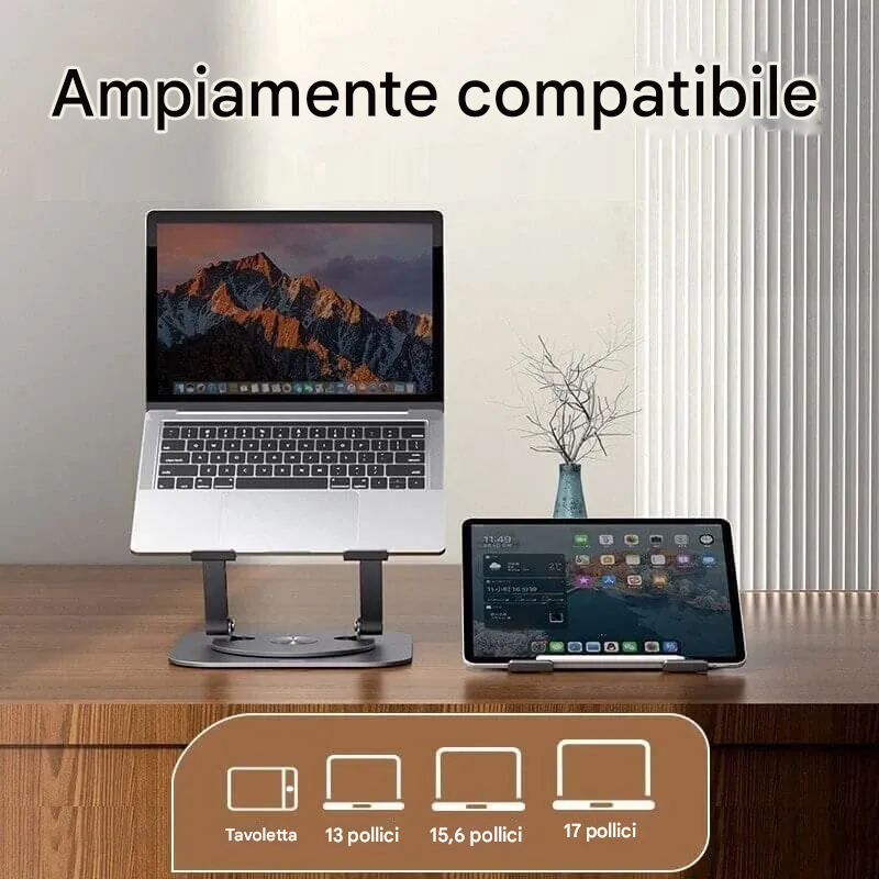 Supporto per laptop in lega di alluminio con staffa girevole