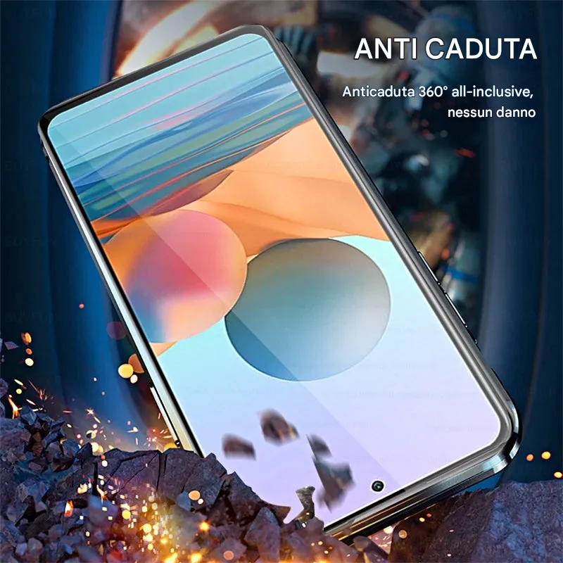 Custodia magnetica in vetro temperato bifacciale per telefono Samsung