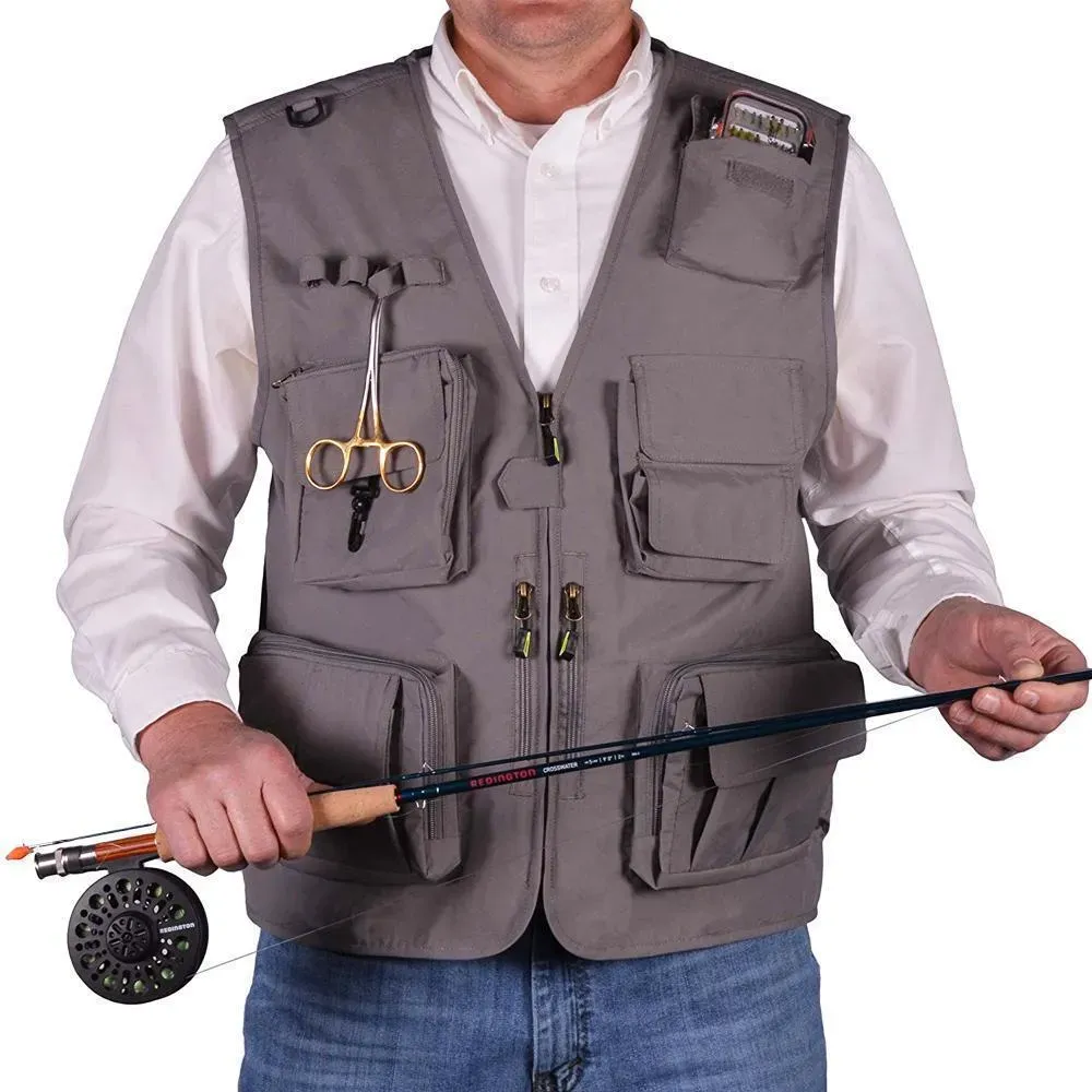 Gilet in tessuto a rete leggero per esterni con 16 tasche