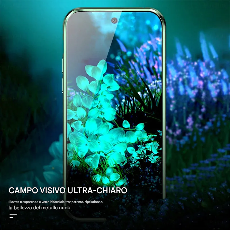 Custodia magnetica in vetro temperato bifacciale per telefono Samsung