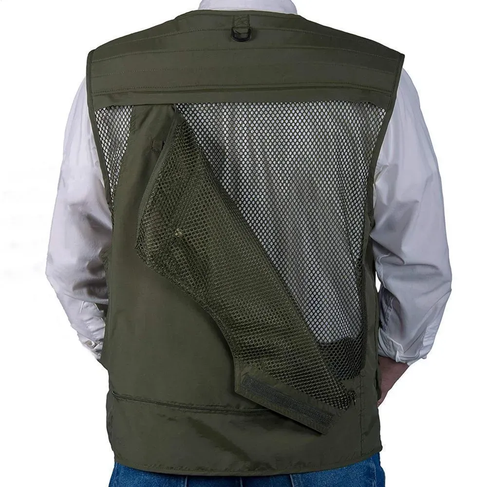 Gilet in tessuto a rete leggero per esterni con 16 tasche