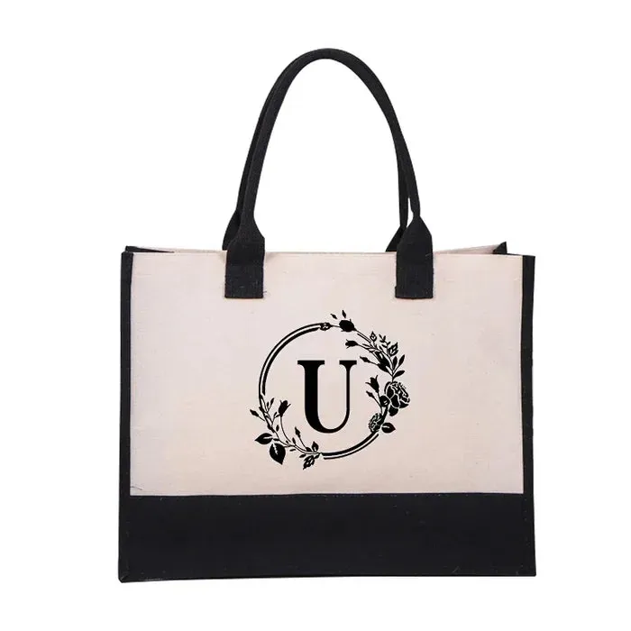 Regalo perfetto: borsa in tela con lettere da donna, borsa a mano semplice con tracolla e colori vivaci