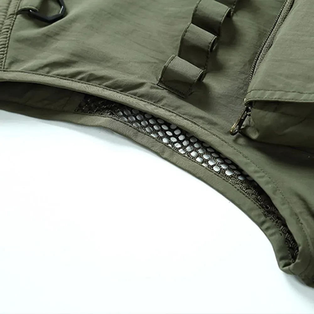 Gilet in tessuto a rete leggero per esterni con 16 tasche