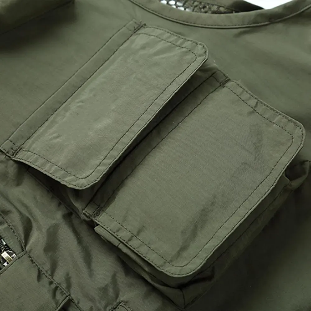 Gilet in tessuto a rete leggero per esterni con 16 tasche