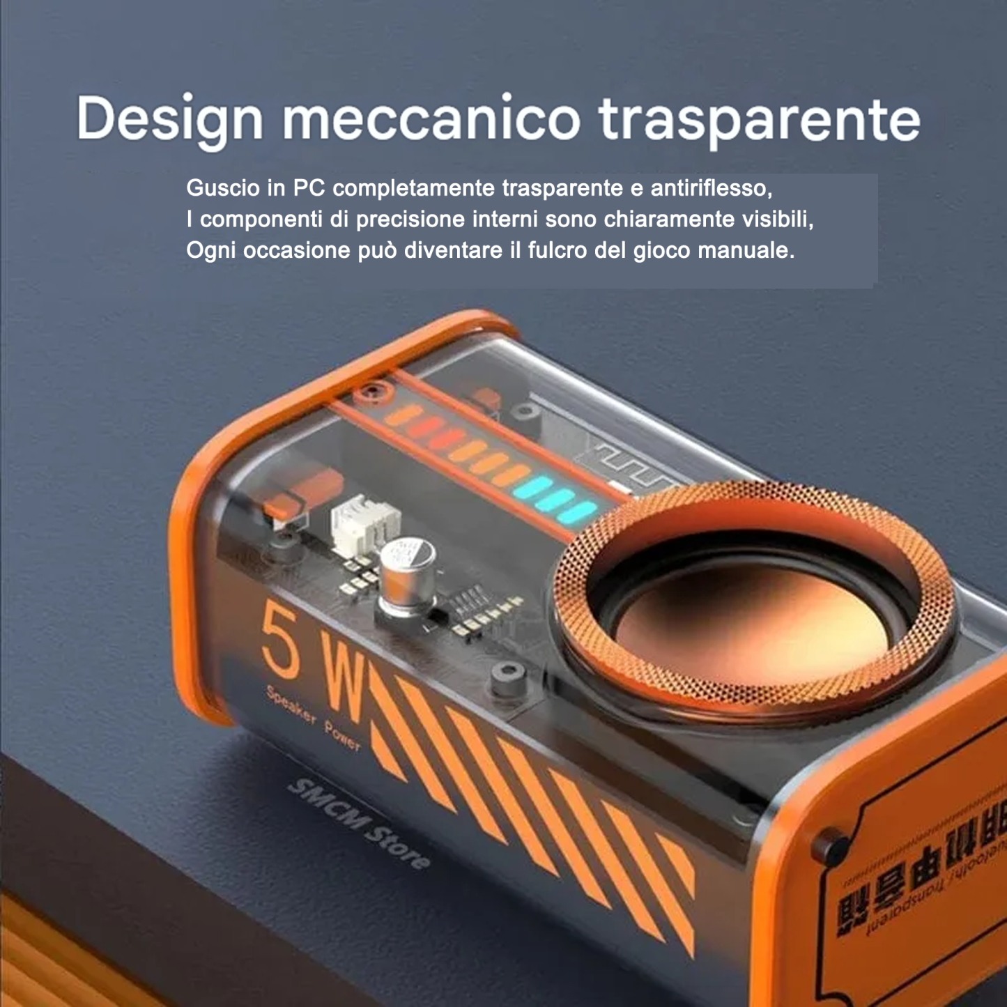 Altoparlante Bluetooth wireless Mecha trasparente